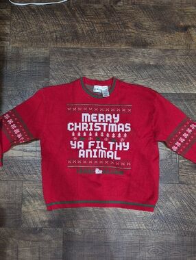 Home Alone Red 'Merry Christmas Ya Filthy Animal' Women's Sweater XXL or 2X